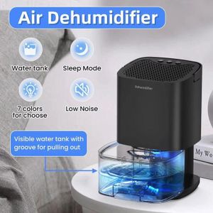 Déshumidificateur silencieux 1000 ml, purificateur d'air intelligent, avec lumière d'ambiance colorée