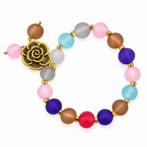 Bracelet Femme en Perles Multicolores avec Fermoir Fleur Doré – Bracelet Fantaisie Tendance et Élégant