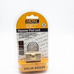 Cadenas HOSI Hammer Padlock 40mm - 100% Laiton Massif - Anse en Acier Inoxydable & Double Verrouillage - Sécurité Premium Anti-Corrosion pour Intérieur et Extérieur