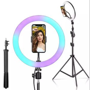 Anneau lumineux LED pour selfie, lampe ronde à intensité variable