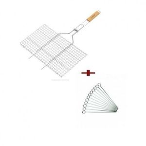 Grille Poissons Et  Brochettes Barbecue + 12 Piques à Brochettes