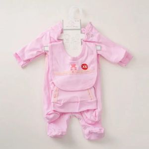 Kit de Naissance Bébé (0-3 mois)  6 Pièces en Coton Doux -Rose
