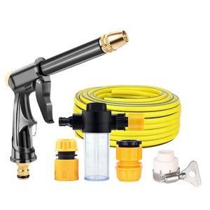 Tuyau de lavage auto haute pression avec arroseur télescopique, Style : Connecteur H2+3 + Tube de 25m + Pot de mousse