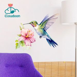 Cloudoon Autocollant mural Oiseaux & Fleurs en PVC Décoration Maison Cadeau
