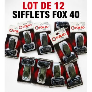 Fox 40 Lot de 12 Sifflets 00.0professionnel avec cordon – 115 dB