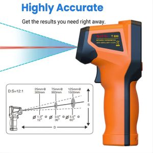 Thermomètre infrarouge laser sans contact - Pistolet de température  numérique - 50 °C ~ 600 °C - Thermomètre infrarouge pour industriel,  cuisine