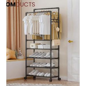 Porte-manteau simple d'intérieur à double barre - 5 Niveaux