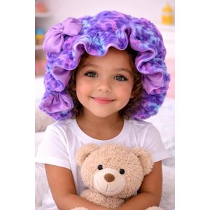 Mode Bonnet violet  fluffy avec nœud - Enfants
