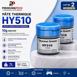 Lot de 2 Pots de Pâte Thermique HY510 Haute Conductivité - 10g Pour Refroidissement CPU, GPU de Carte Graphique et Console - Gris