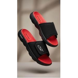 Skechers Chaussure , Sandale Claquettes de Sport Ajustables à Semelle Ergonomique Rouge et Noire