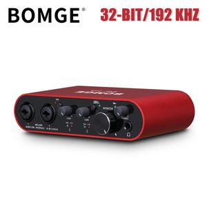 BOMGE Interface audio USB 22S 32 bits/192 kHz SOLO rouge avec XLR/alimentation fantôme 48 V, haute fidélité, pour console de mixage audio de studio, idéale pour guitaristes, chanteurs, podcasteurs et producteurs. Plug and play.