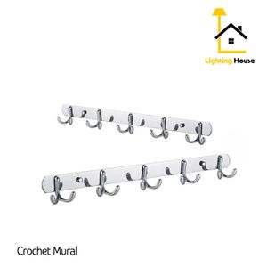 Porte-Serviette-Crochet double anneaux-Mural-Accroche à vêtements et autres-( 5 crochets)-En Acier Inoxydable