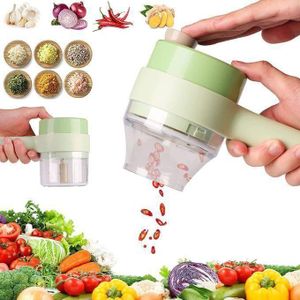 4 En 1 Coupe-Légumes Hachoir Trancheuse De Fruits, Ail Poivre Chili Oignon Céleri Gingembre Viande JU