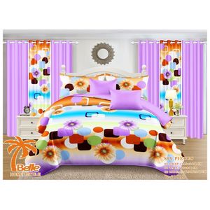 Belle Lot Complet : 2 Draps + 2 Taies + 2 Rideaux – Design Élégant et Confort Assuré