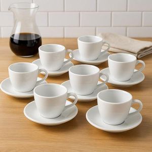 Tasses à Café avec Soucoupes – Design Classique Blanc