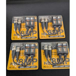 VIDEOSURVEILLANCE-4 PAIRES DE BALUN VIDEO- AHD/CVI/TVI 720p/1080p (8 Mpx)-INSTALLATION FACILE-GRANDE COMPATIBILITé