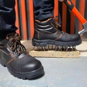 DINGQI Chaussures Bottes de sécurité industrielles en cuir à embout d'acier