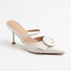 Roccoco Mules - Sandales à Talon 8cm - Blanc