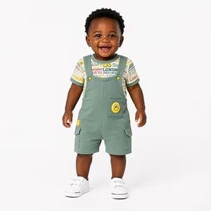 Salopette bébé avec t-shirt (6 à 24 mois) - Vert