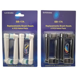 Pack de 4 Têtes de Brosse Blanc ou Noir Pour Brosse à Dents Électriques Compatibles Oral-B et Brosse Universelles