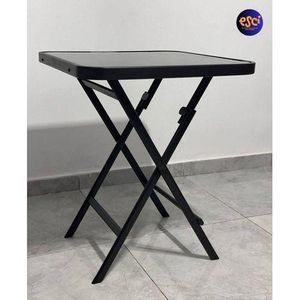 Table pliante vitrée - noir