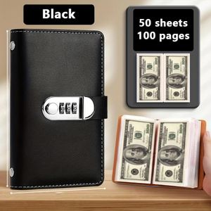 Portefeuille protégé par mot de passe avec serrure à combinaison et fermoir métallique sécurisé, boîte de rangement portable pour argent liquide - Noir