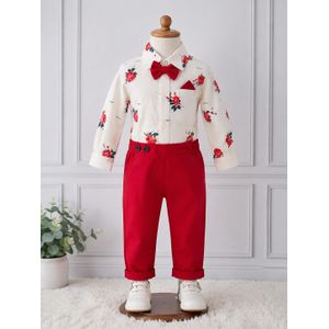 Ensemble Garçon Chic Fleuri Rouge et Blanc