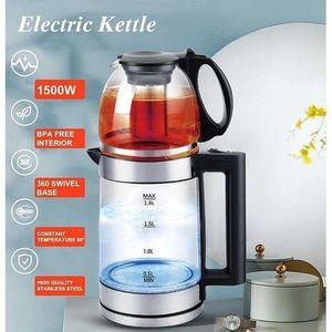 Théière en Verre Turque Bouilloire électrique à 2 Niveaux