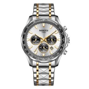 Nibosi Montre Homme De Luxe à Quartz Avec DATE , En Acier Inoxydable, Très Tendance, Idéal Pour Le Business- N2611 BN