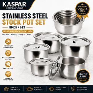 Ensemble de 5 casseroles en acier inoxydable, casseroles multifonctionnelles avec couvercles