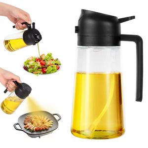 Pulvérisateur et Distributeur d’Huile 2 en 1 Verre 470ml, pour Cuisin