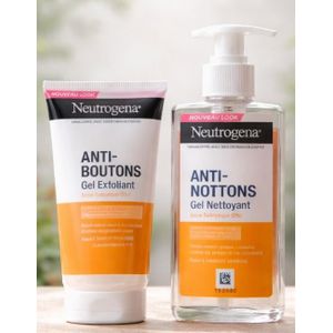 Duo : Gel Nettoyant 200ml + Gel Exfoliant 150ml Anti - Boutons NEUTROGENA à l'acide Salicylique Peaux à Tendance Acnéiques Importé De France 