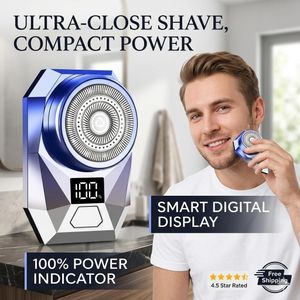 Rasoir électrique intelligent à affichage numérique pour hommes-bleu
