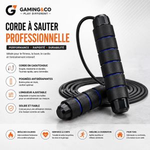 Corde à Sauter Professionnelle de Vitesse - Corde de Fitness Ajustable en Caoutchouc avec Poignées Ergonomiques en Mousse Antidérapante - Noir et Bleu