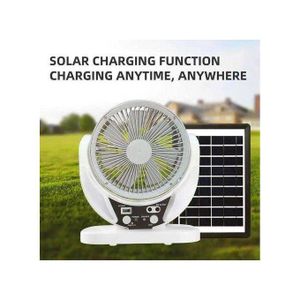 Ventilateur Solaire Rechargeable De 6 Pouces Avec Batterie 3,2 V/3,5 Ah Et Panneau Solaire 6 V 4 W Avec Une Ampoule Led & durable