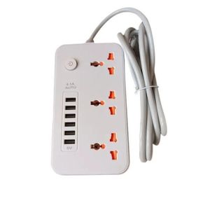 Rallonge Multiprise 3 Prises + 6 Ports USB Avec Interrupteu