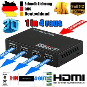 4 Port HDMI Splitter 1X4 HDMI Distributor HDMI 1 In 4 Out 3D&full HD1080P - Noir