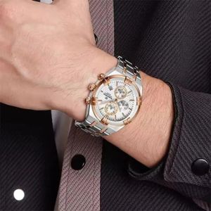 Naviforce Montre Homme De Luxe à Quartz avec Affichage date, en Acier inoxydable, très Tendance, Nouvelle Collection NF8042 BH
