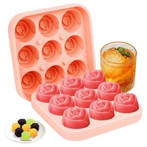 Moules à glace en forme de rose 3D de 1,3 pouce, petits bacs à glaçons, créez 9 glaçons géants en forme de fleur mignonne, fabricant de grosses boules de glace amusantes en silicone