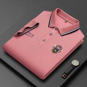 Polo Homme Classique à Logo Brodé – rose – Col Contrasté Élégant 100 % Coton