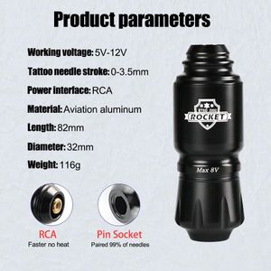 Kit complet professionnel de machine à tatouer « Rocket » : comprenant une alimentation sans fil et un stylo rotatif RCA - conçu spécifiquement pour les tatoueurs.