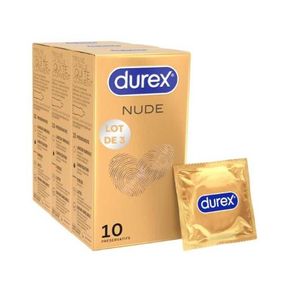 Durex  Lot de 10 Préservatifs Nude - Sensation Peau Contre Peau