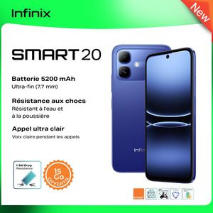 Infinix Smart 20 - 64Go + 4 Go - 6.78''- 8 MP - 5200 mAh - Bleu - 12 Mois Garantie