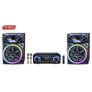 Smart Haut-Parleur _STHP-2100E –2000W – 2Woofers 10'' – USB, Carte SD, AUX, HDMI (ARC), et DVD– 2xMicros – Télécommande –Noir