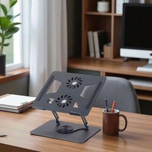 Support Pc Portable Avec Refroidisseur Rotative 360 - Confort et Performance au Quotidien NOIR