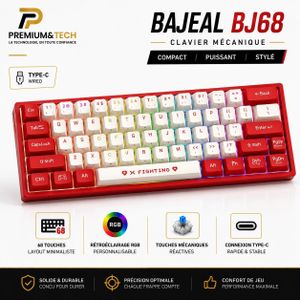 Clavier de jeu mécanique filaire BAJEal BJ68, 68 touches interchangeables à chaud, Plug & Play