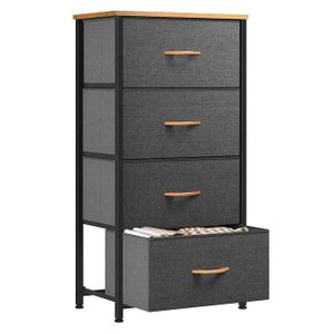 Commode à 4 Tiroirs en Tissu Meuble de Rangement avec Dessus en Bois et Grand Espace de Rangement Chambre à Coucher