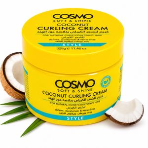 Cosmo Soft & Shine Coconut Curling Cream 325g – Crème Définissante Boucles Au Coco Pour Cheveux Bouclés, Frisés et Ondulés