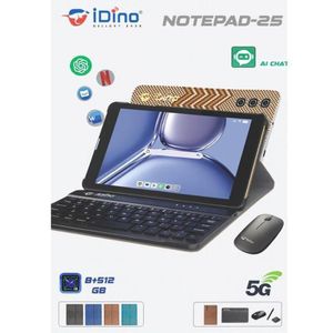 Idino Tablette Avec Clavier Souris NOTEPAD-25 Or - 8GO/512Go - 2 Sim - Tablette 5G Ultra-Performante Mini Ordinateur