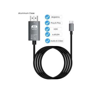 câble adaptateur USB Type-C vers HDMI 4K UHD de 2 mètres avec une coque en alliage.